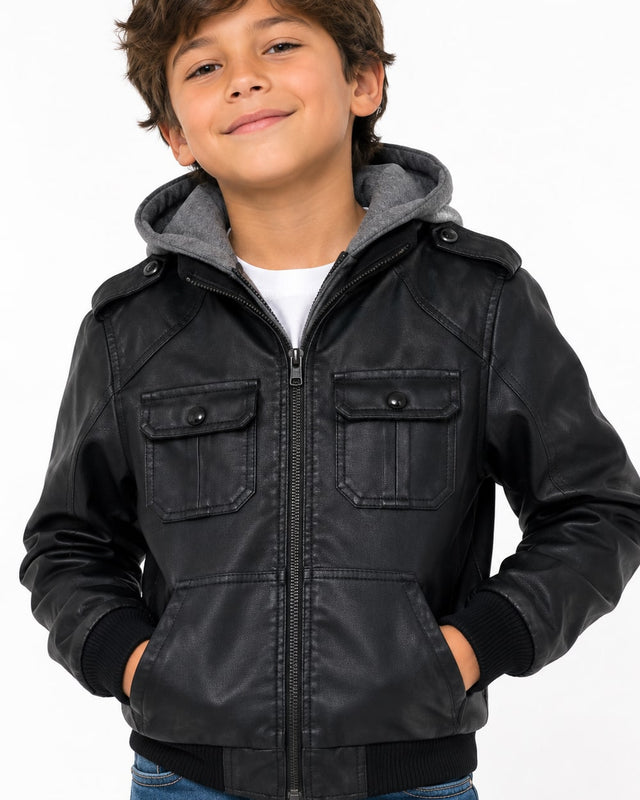 Niños Chamarra de Piel Sintética #810