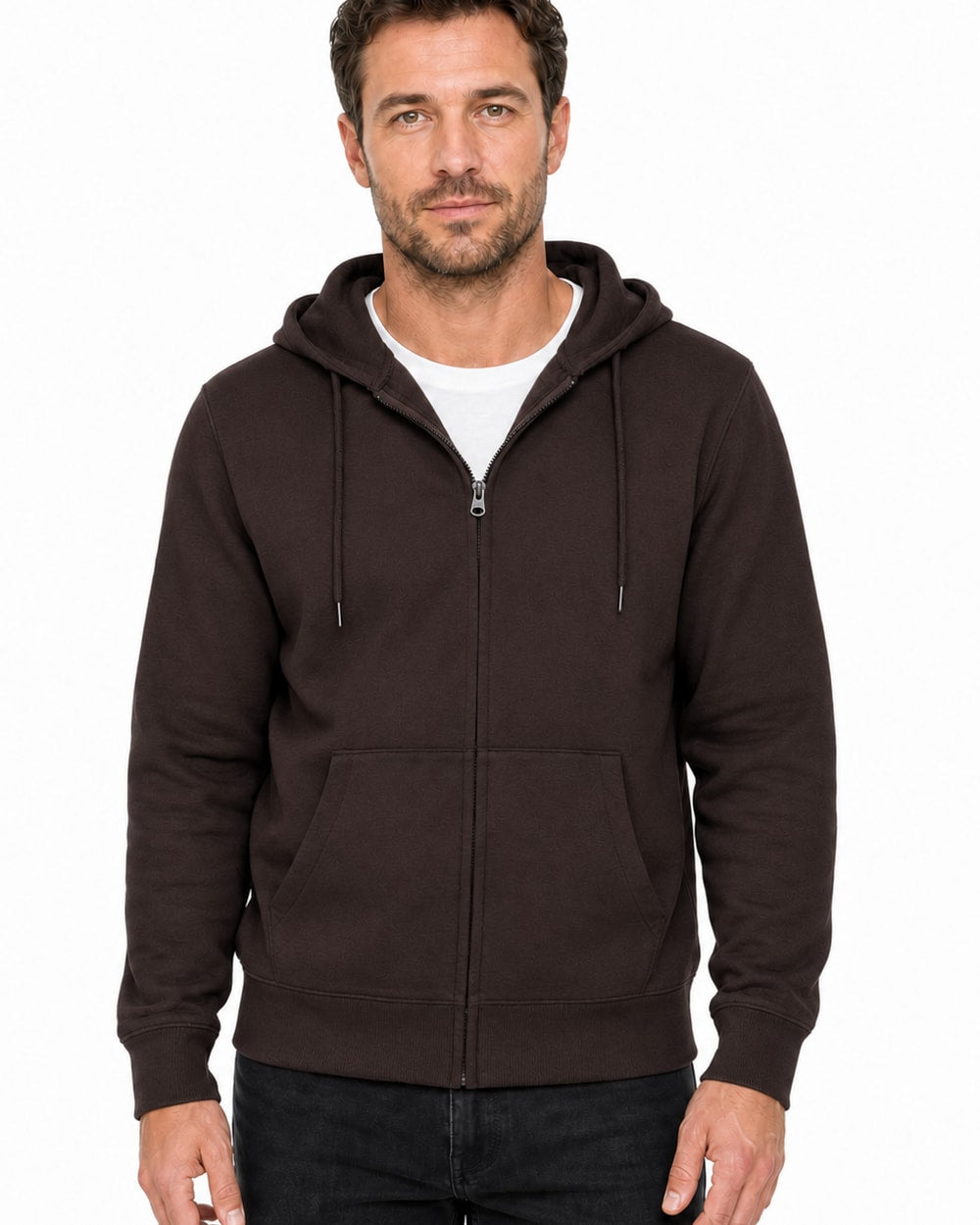 Hombre Sudadera Ligera de Felpa con Capucha y Cierre #02