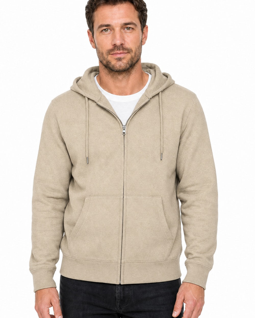 Hombre Sudadera Ligera de Felpa con Capucha y Cierre #02