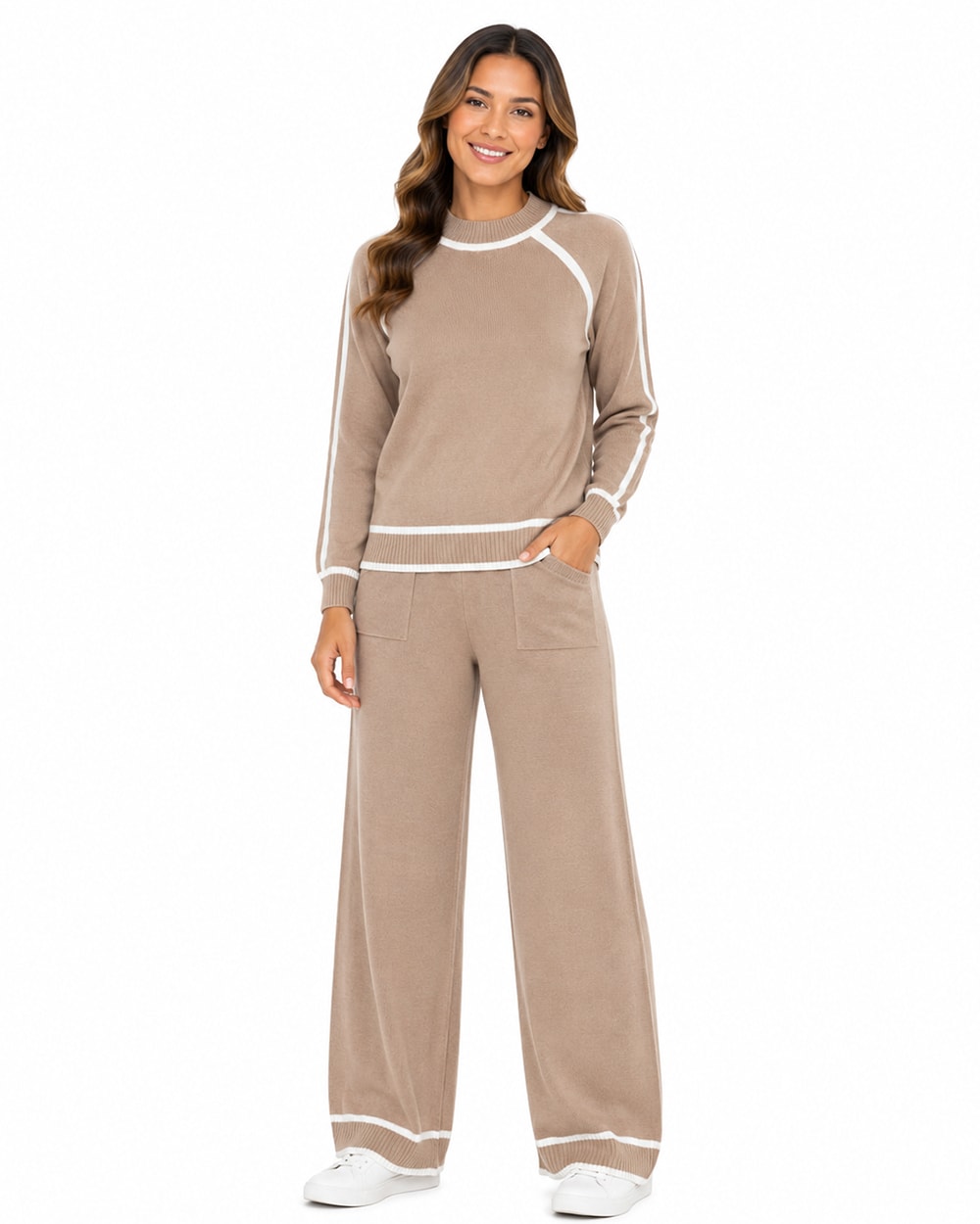 Conjunto de Suéter Tejido y Pantalón Lounge de Pierna Ancha #103