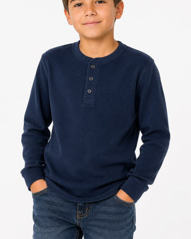 Niños Playera Térmica Henley #TH2