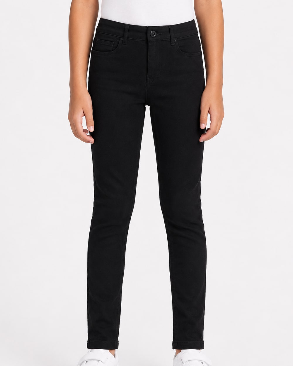 Girls' Skinny Black Twill Pants #01