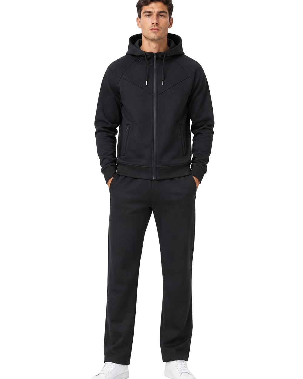 Hombre Textured Full-Zip Hooded Tracksuit Set #T18