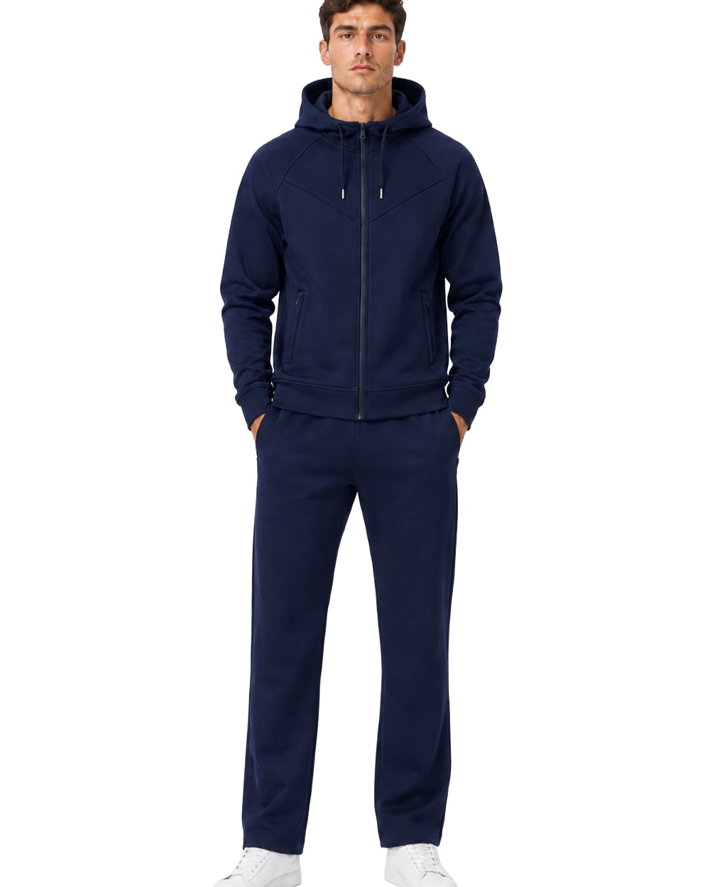 Hombre Textured Full-Zip Hooded Tracksuit Set #T18