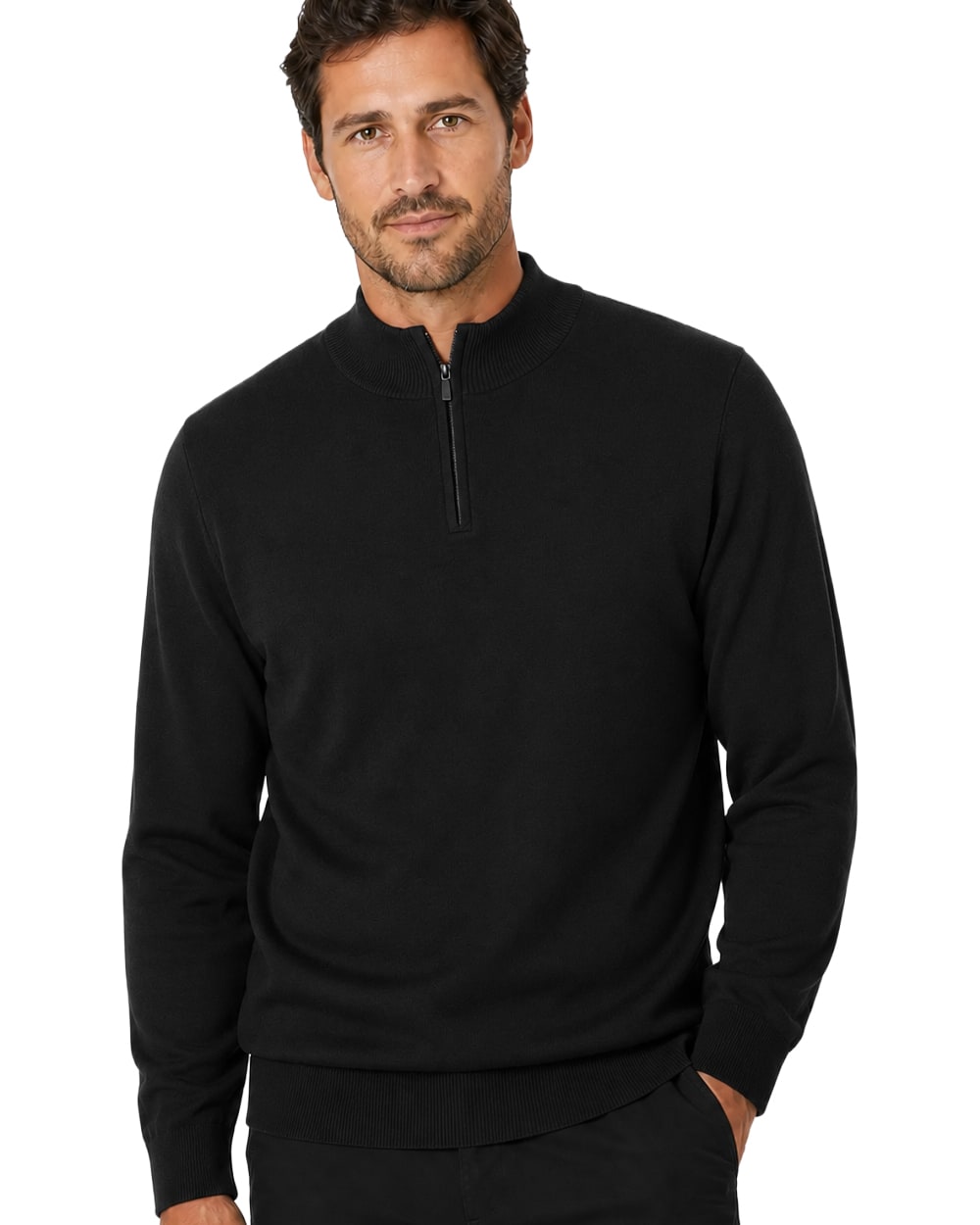 Hombre Suéter con Cierre 1/4 Talla Extra
