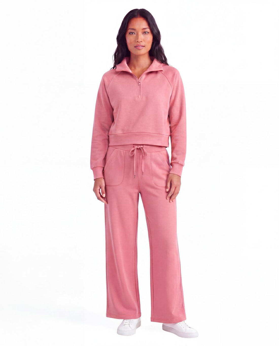 Women’s Soft Touch Half-Zip Hoodie & Wide-Leg Pants Set #23