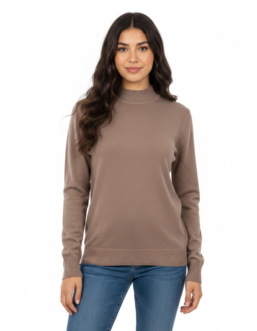 Plain Sweater Mock Neck
