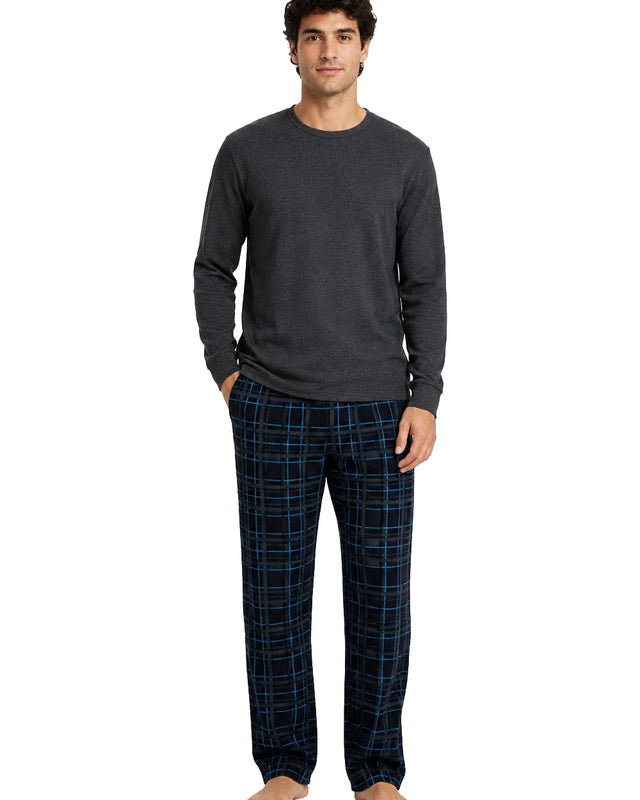 Hombre Conjunto de Playera Térmica y Pantalón de Felpa #P29
