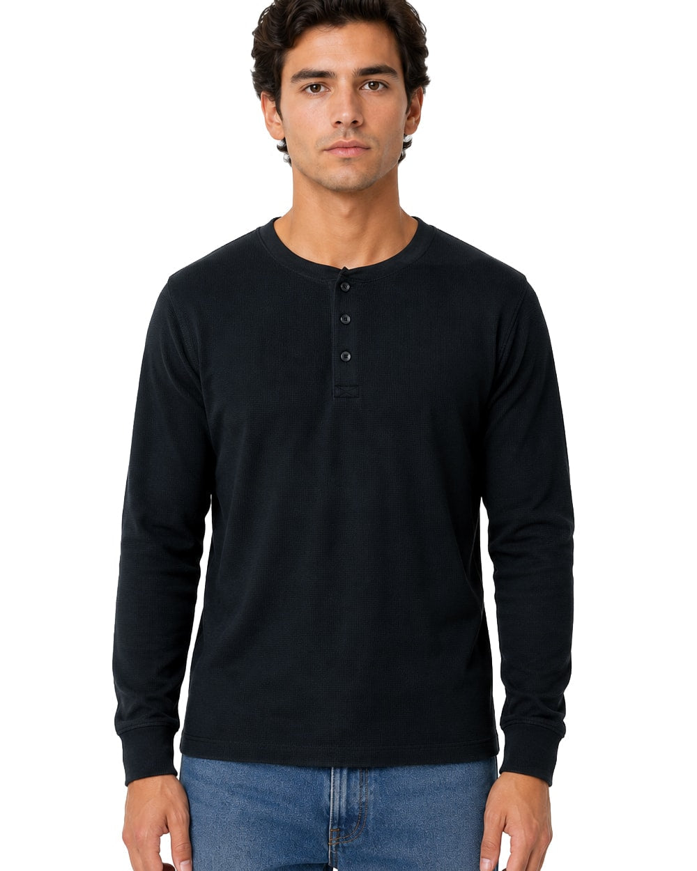 Hombre Playera Térmica Cuello Henley #TH2