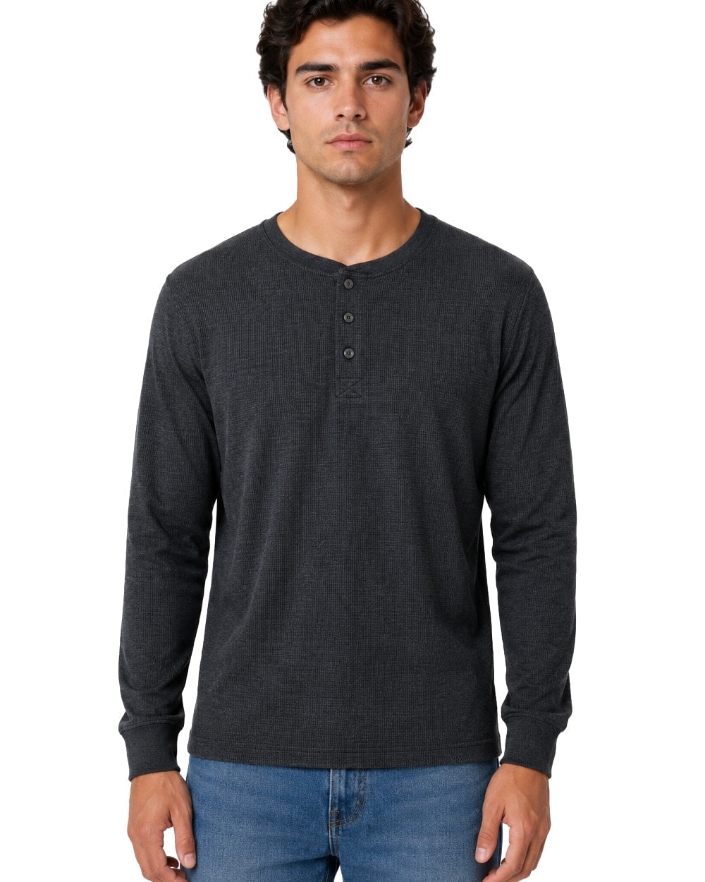 Hombre Playera Térmica Cuello Henley #TH2