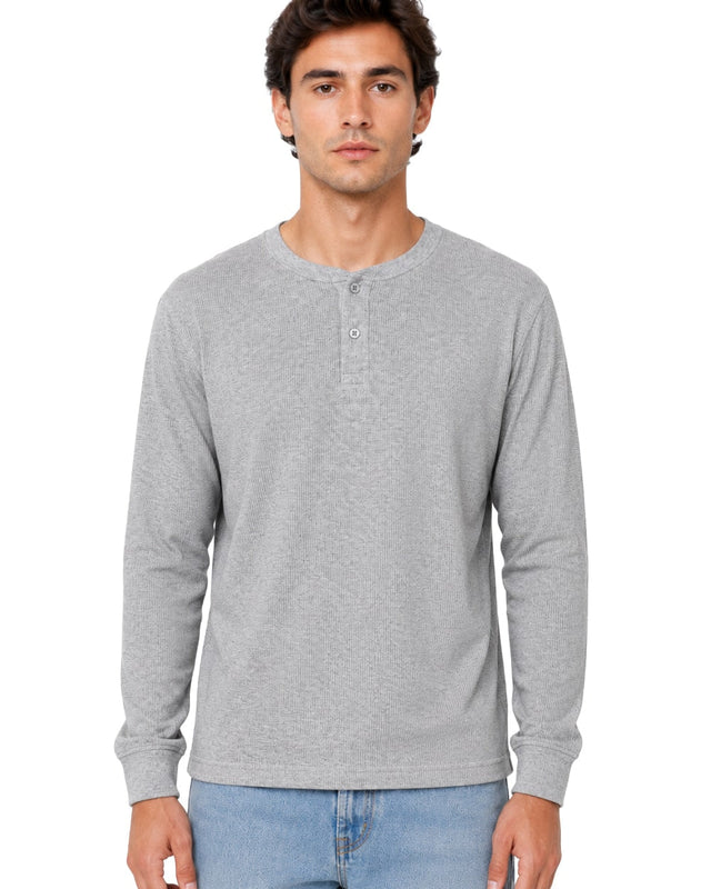 Hombre Playera Térmica Cuello Henley #TH2