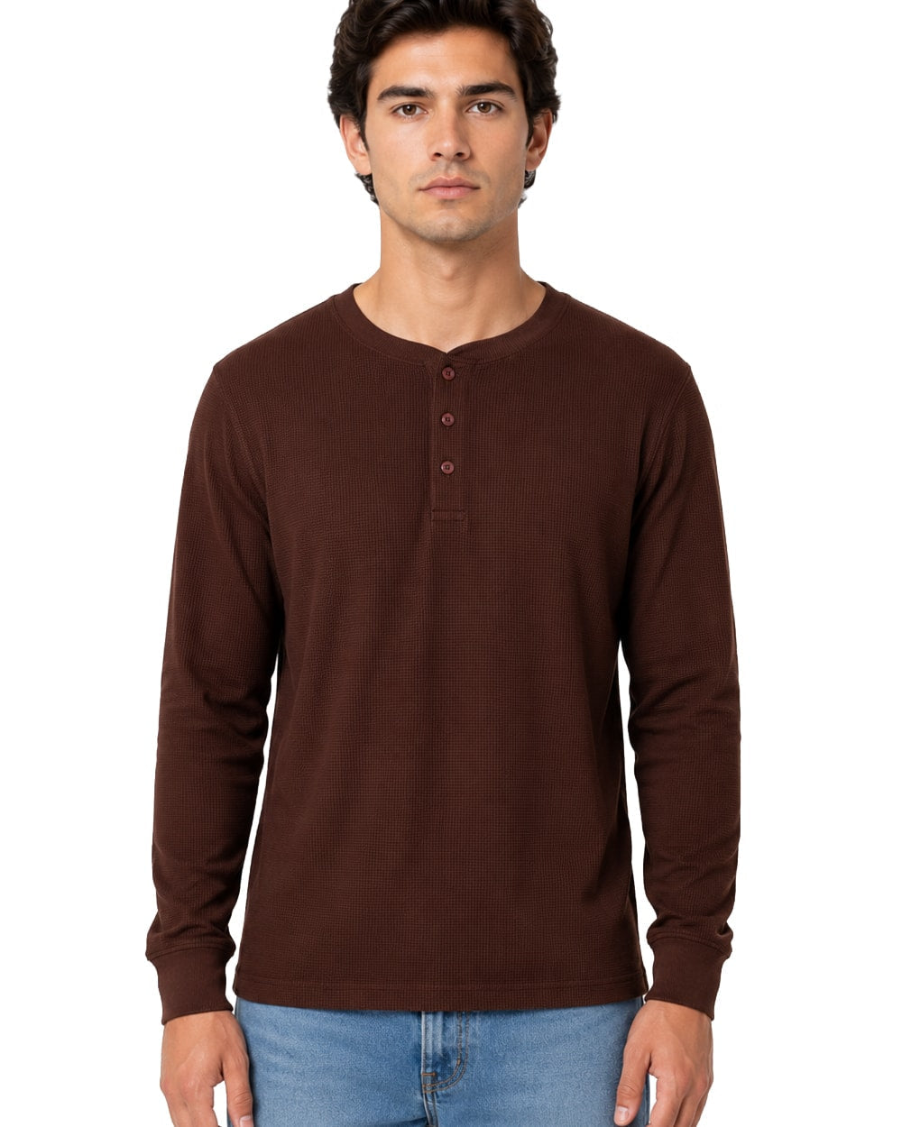 Hombre Playera Térmica Cuello Henley #TH2