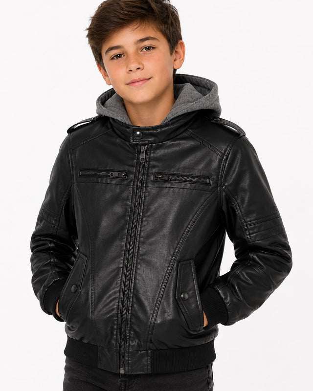 Niños Chamarra de Piel Sintética #812