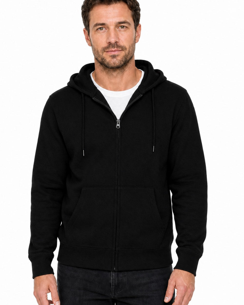 Hombre Sudadera Ligera de Felpa con Capucha y Cierre #02
