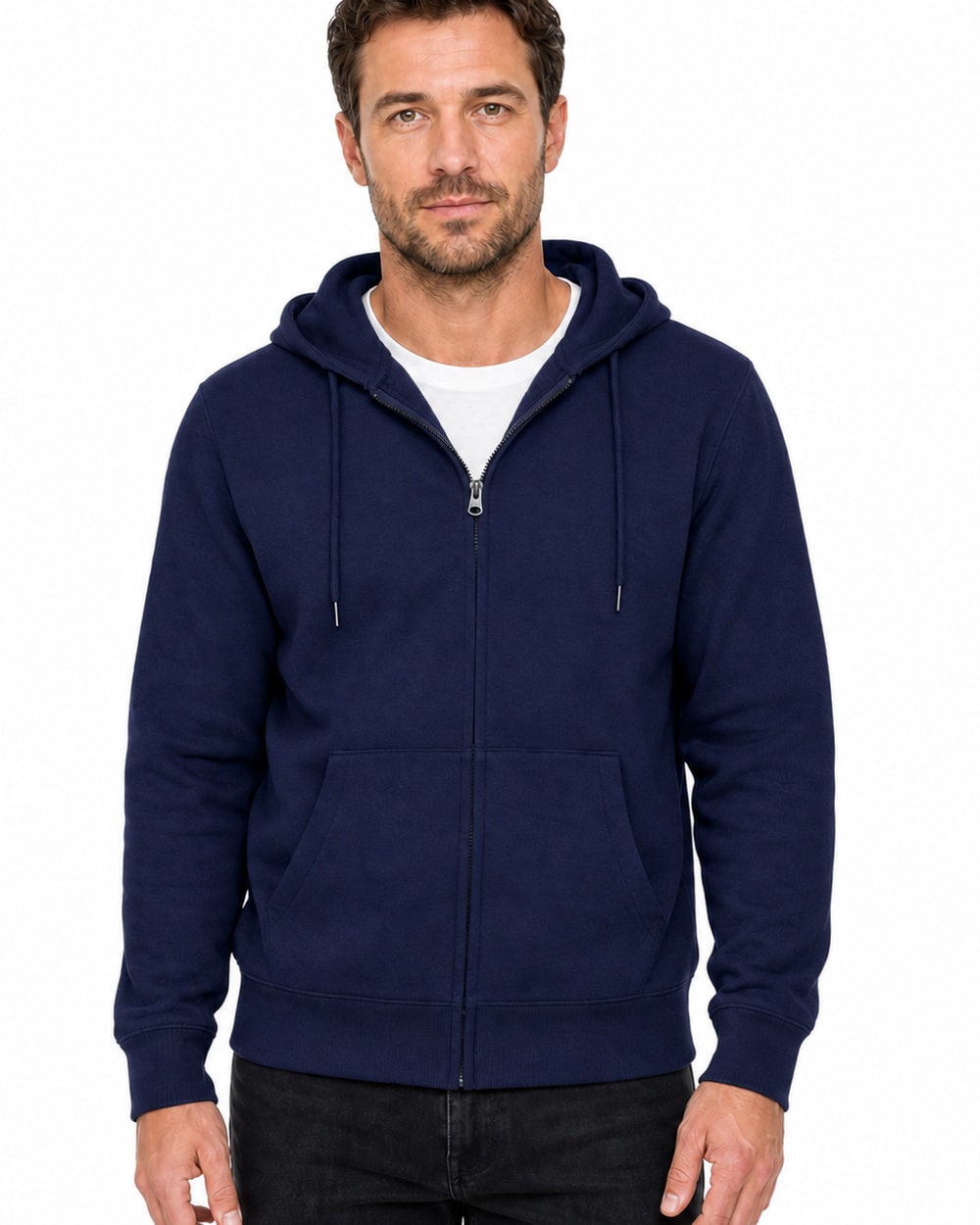 Hombre Sudadera Ligera de Felpa con Capucha y Cierre #02