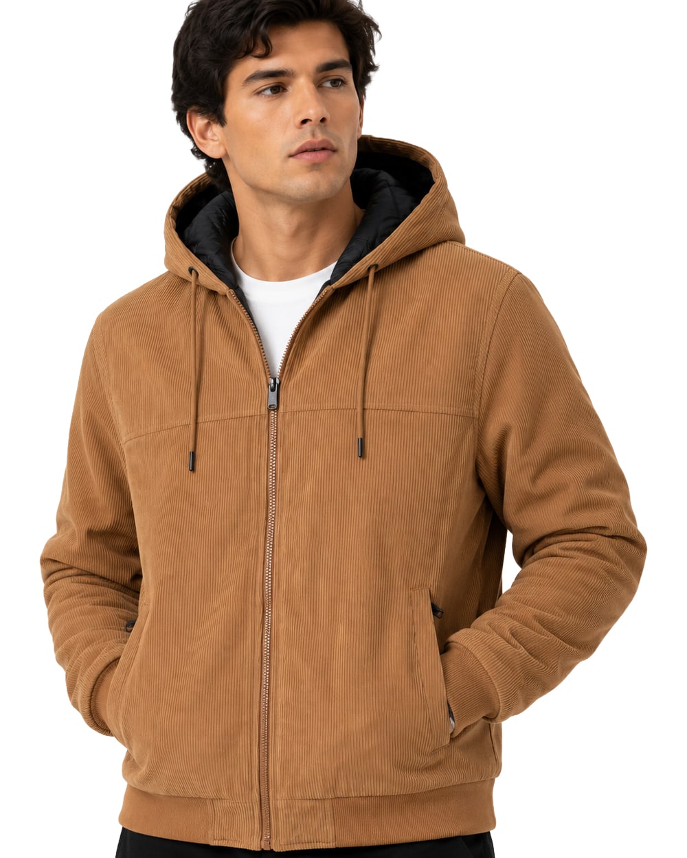 Hombre Chamarra de Pana #J85 Camel