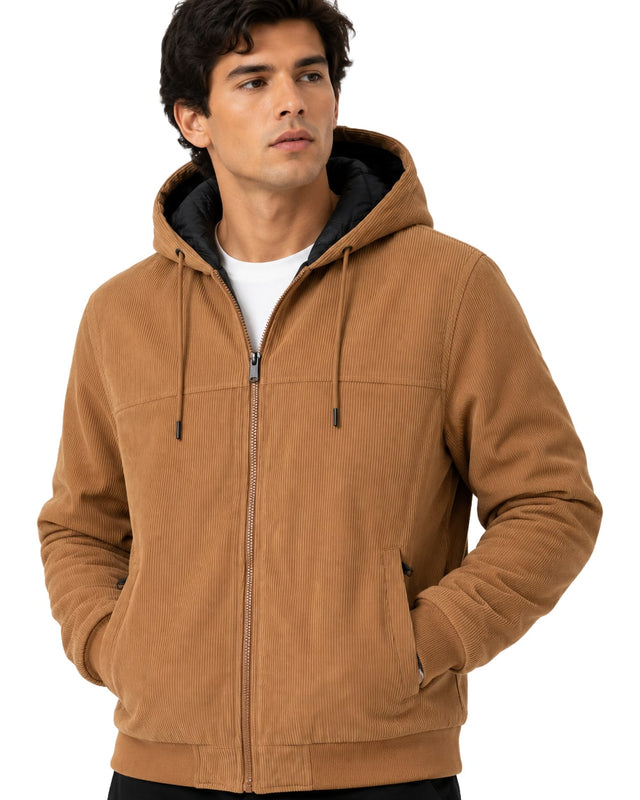 Hombre Chamarra de Pana #J85 Camel