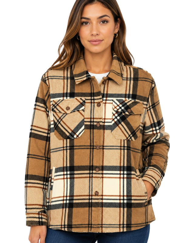 Mujer Sobrecamisa Afelpada con Forro de Sherpa #35
