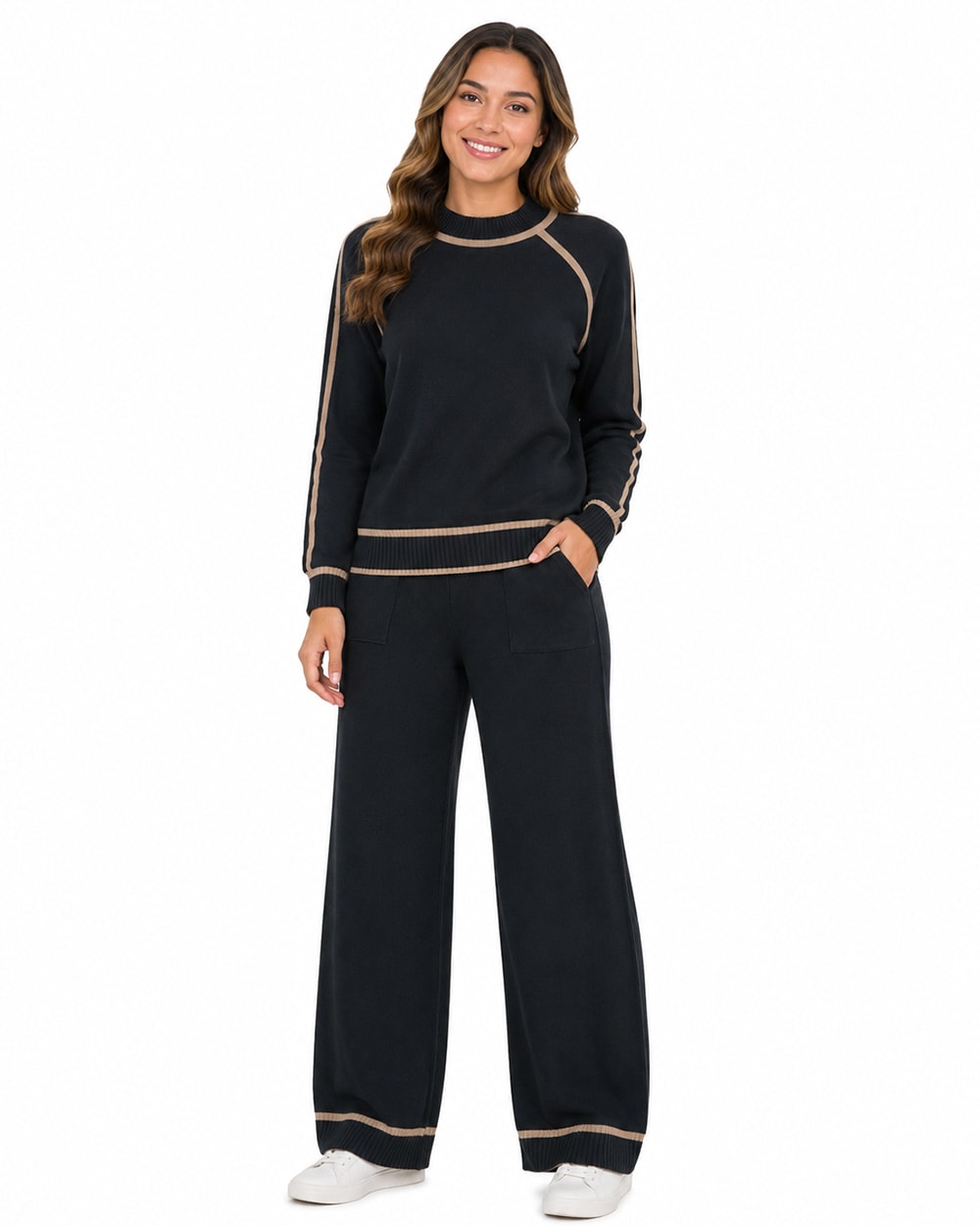 Conjunto de Suéter Tejido y Pantalón Lounge de Pierna Ancha #103