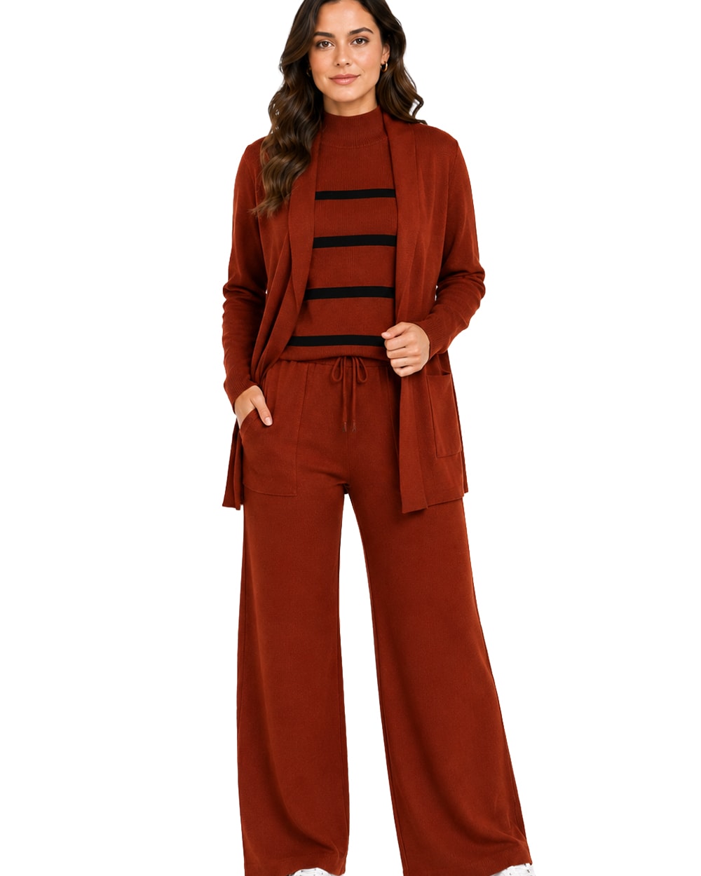 Mujer Conjunto Lounge Tejido Acanalado de 3 Piezas #105