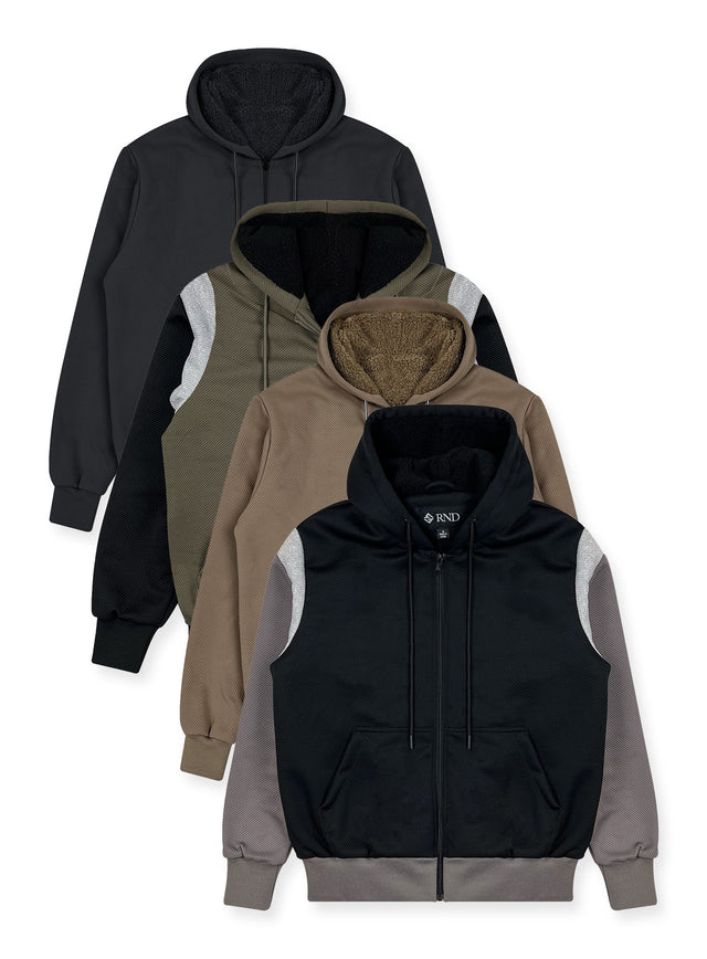 Sudadera Texturizada con Capucha Sherpa Hombre #105