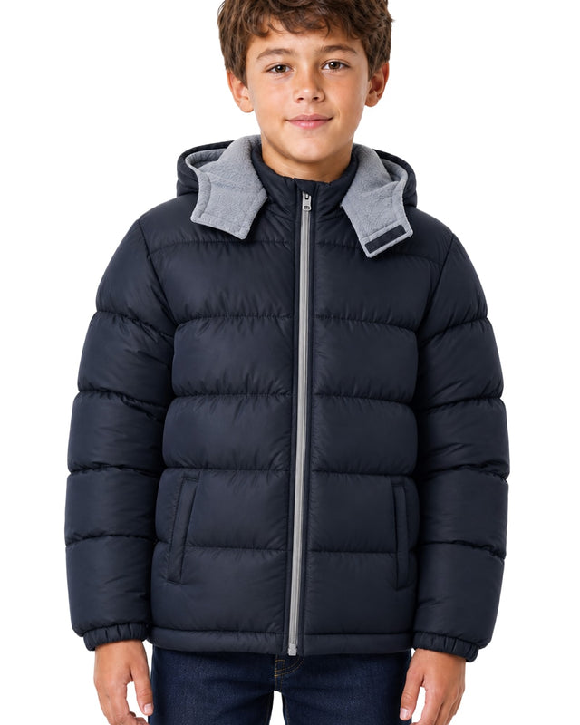 Niños Chamarra Puffer con Capucha Desmontable #R1805