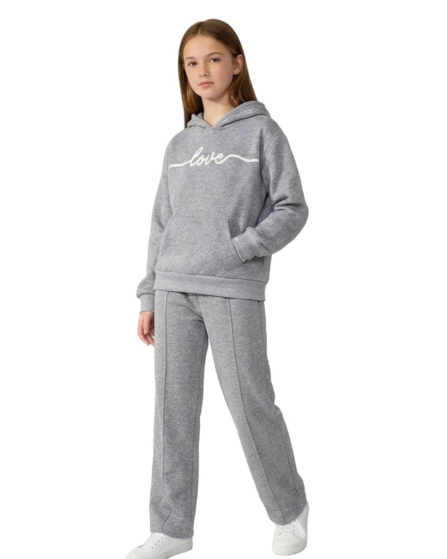 Niñas Love Conjunto de Sudadera con Capucha y Pantalón Deportivo #Q06