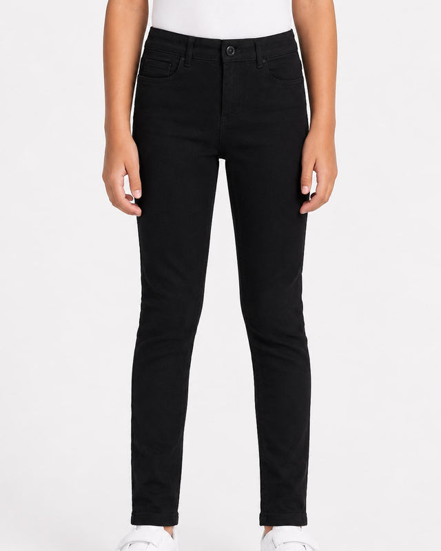 Niñas Pantalón Skinny de Sarga Negro #01