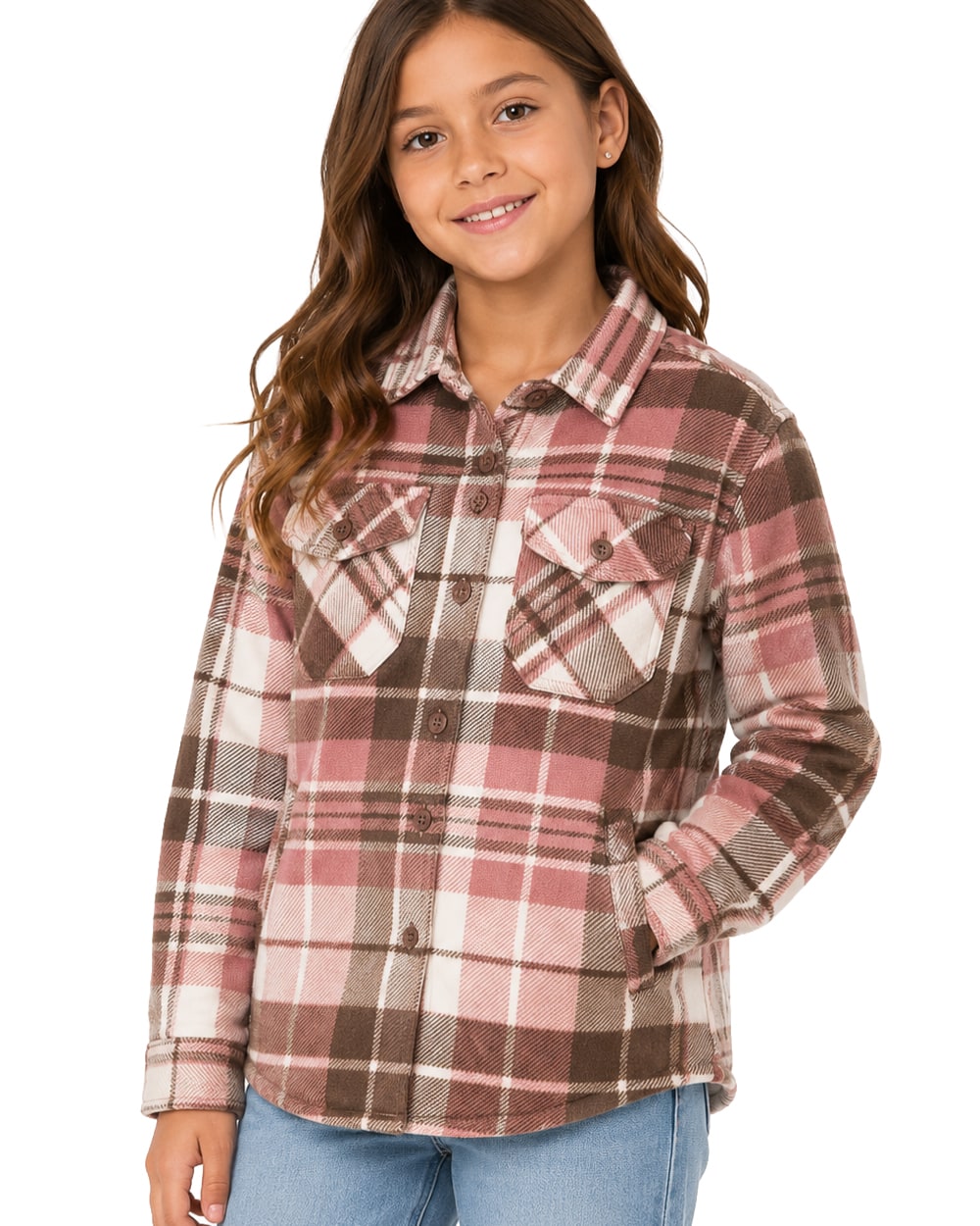 Niñas Sobrecamisa con Forro de Sherpa #H35
