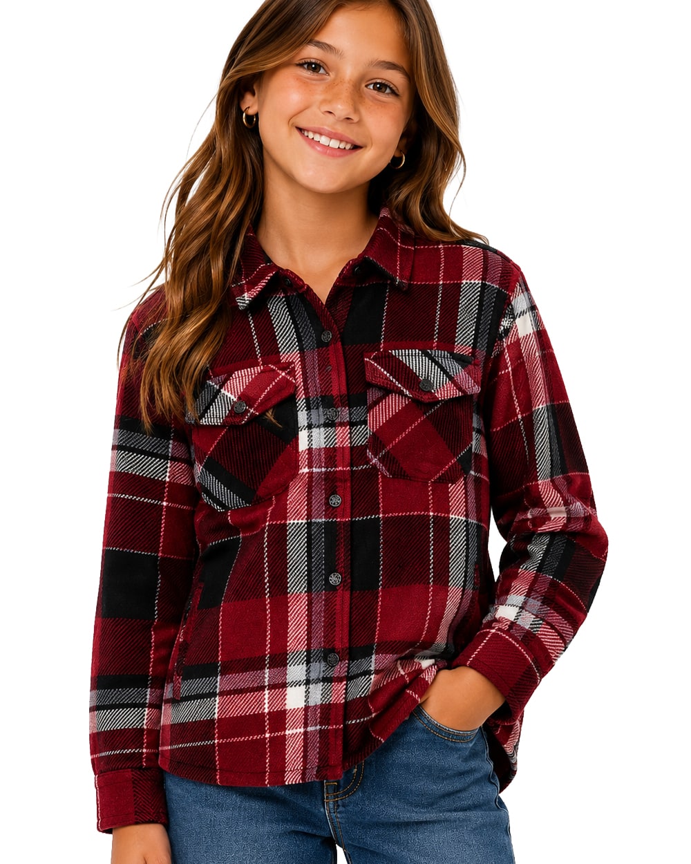 Niñas Sobrecamisa con Forro de Sherpa #H35