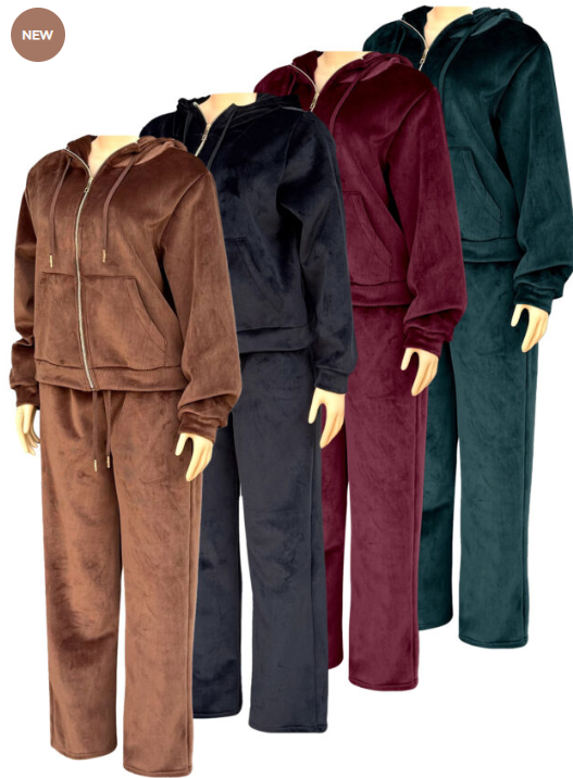 Conjunto de dos piezas de terciopelo para mujer(12 piezas)