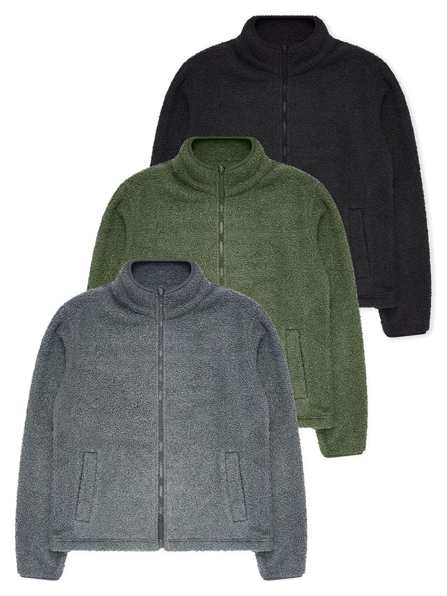 Chaqueta polar sherpa con cremallera para hombre J13
