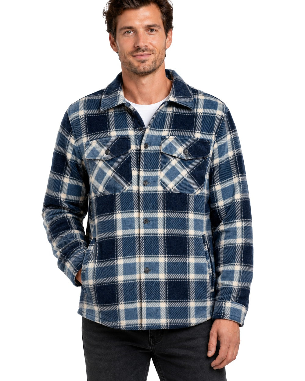 Men's Shacket with Sherpa Lining #634 Navy