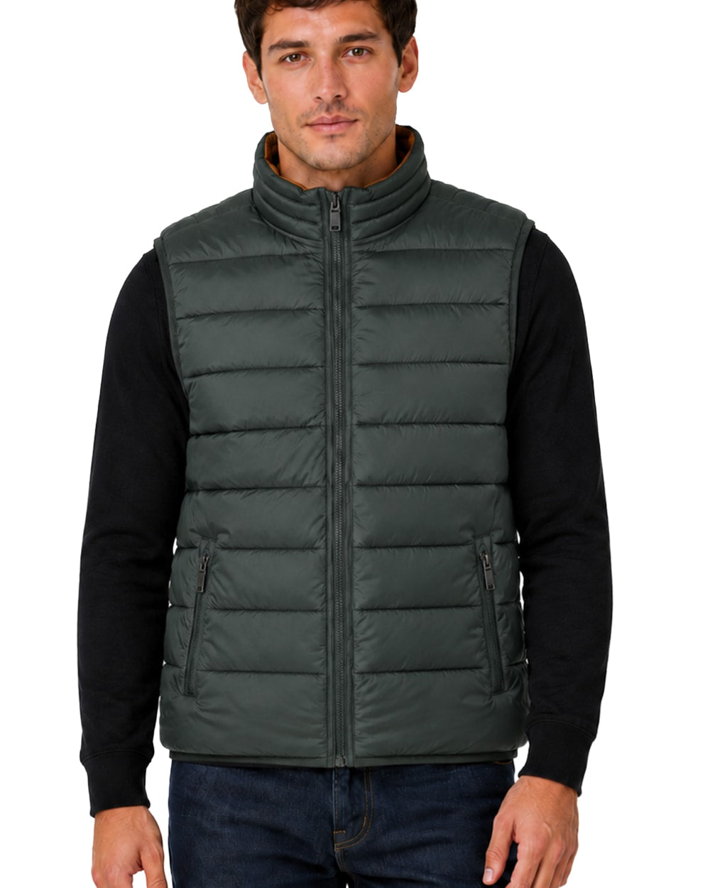 Hombre Chaleco Puffer Reversible #V15