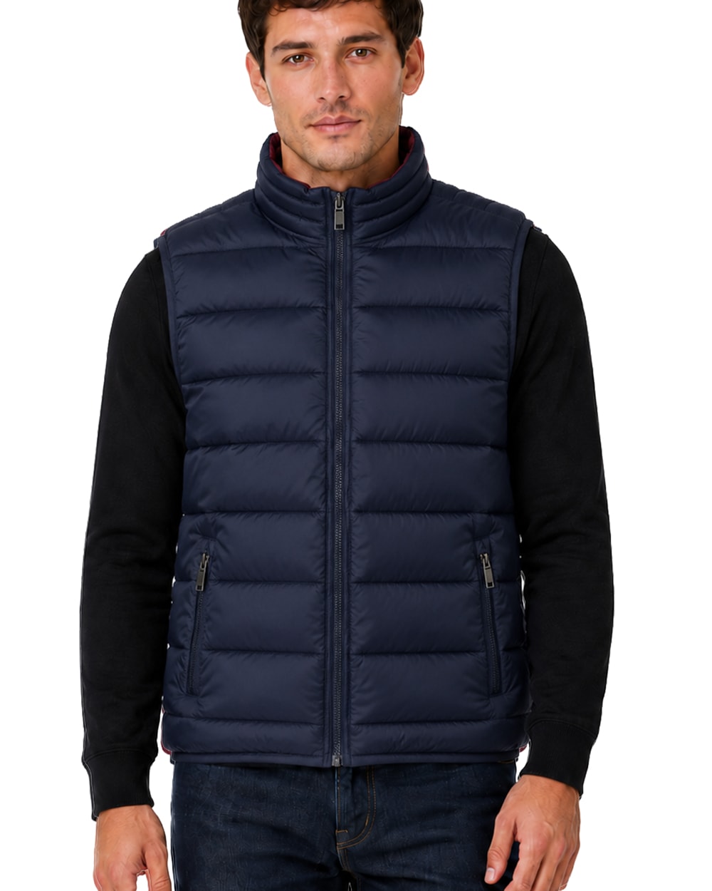 Hombre Chaleco Puffer Reversible #V15