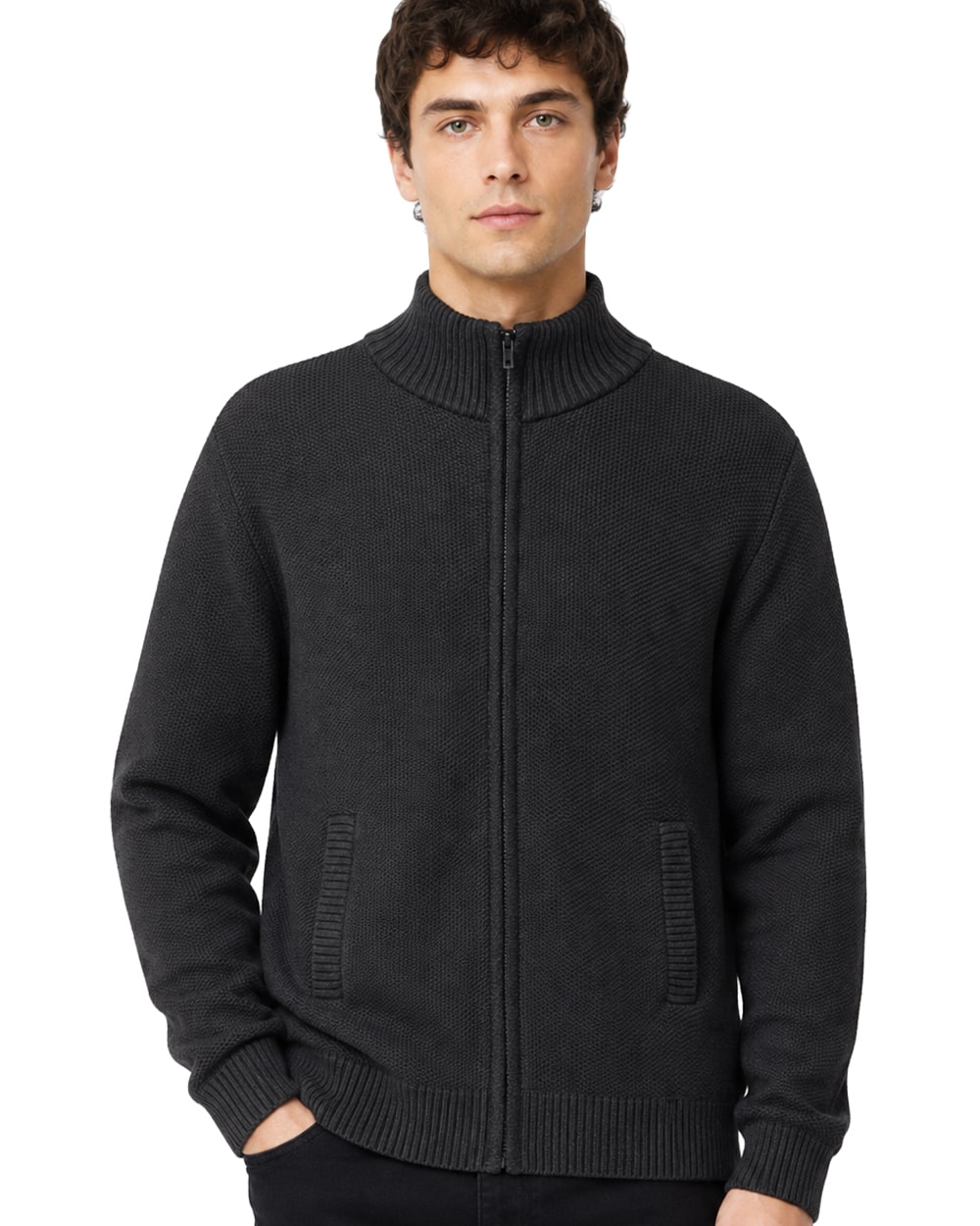 Hombre Zip Up Bonded Sweater Talla Extra