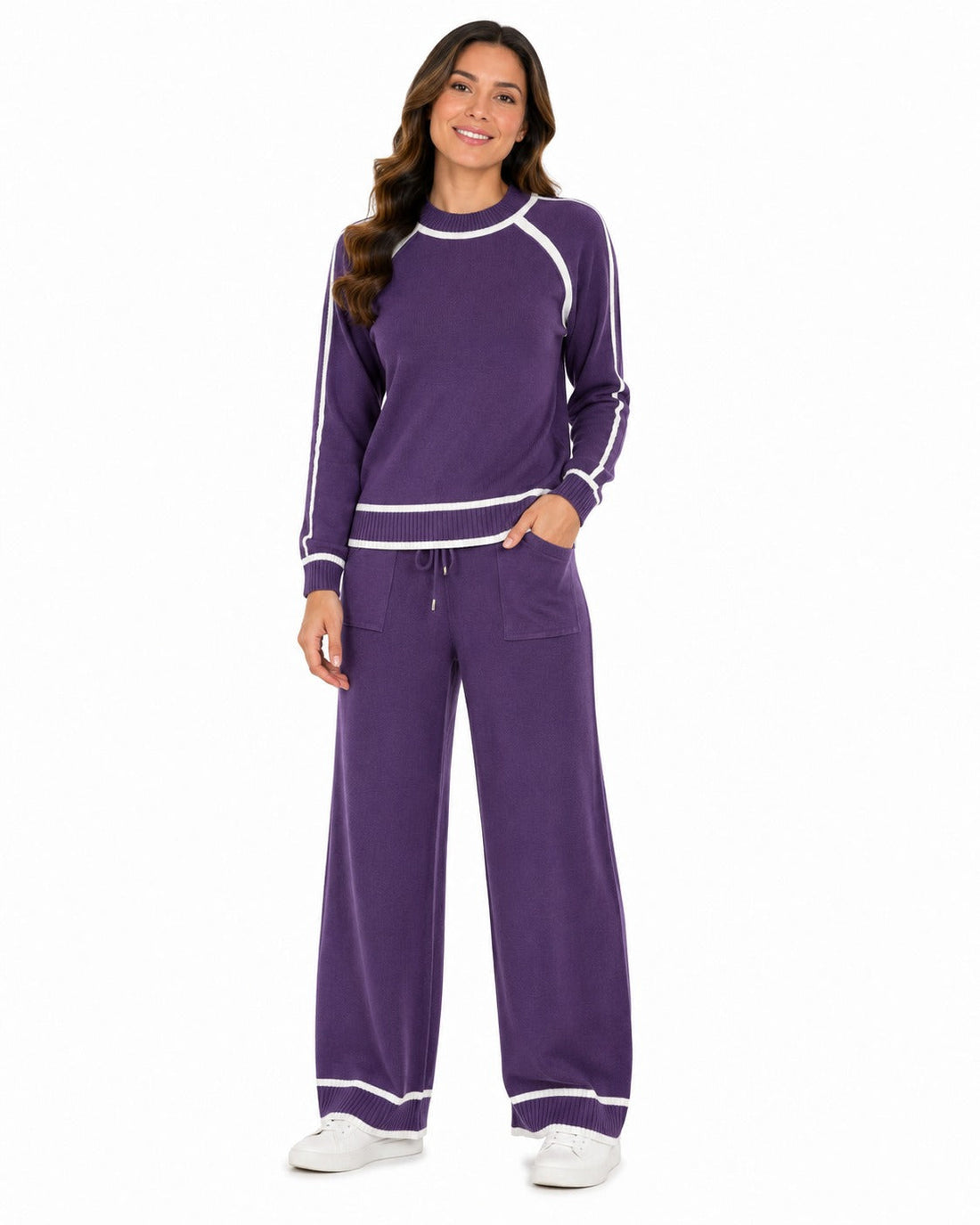 Conjunto de Suéter Tejido y Pantalón Lounge de Pierna Ancha #103