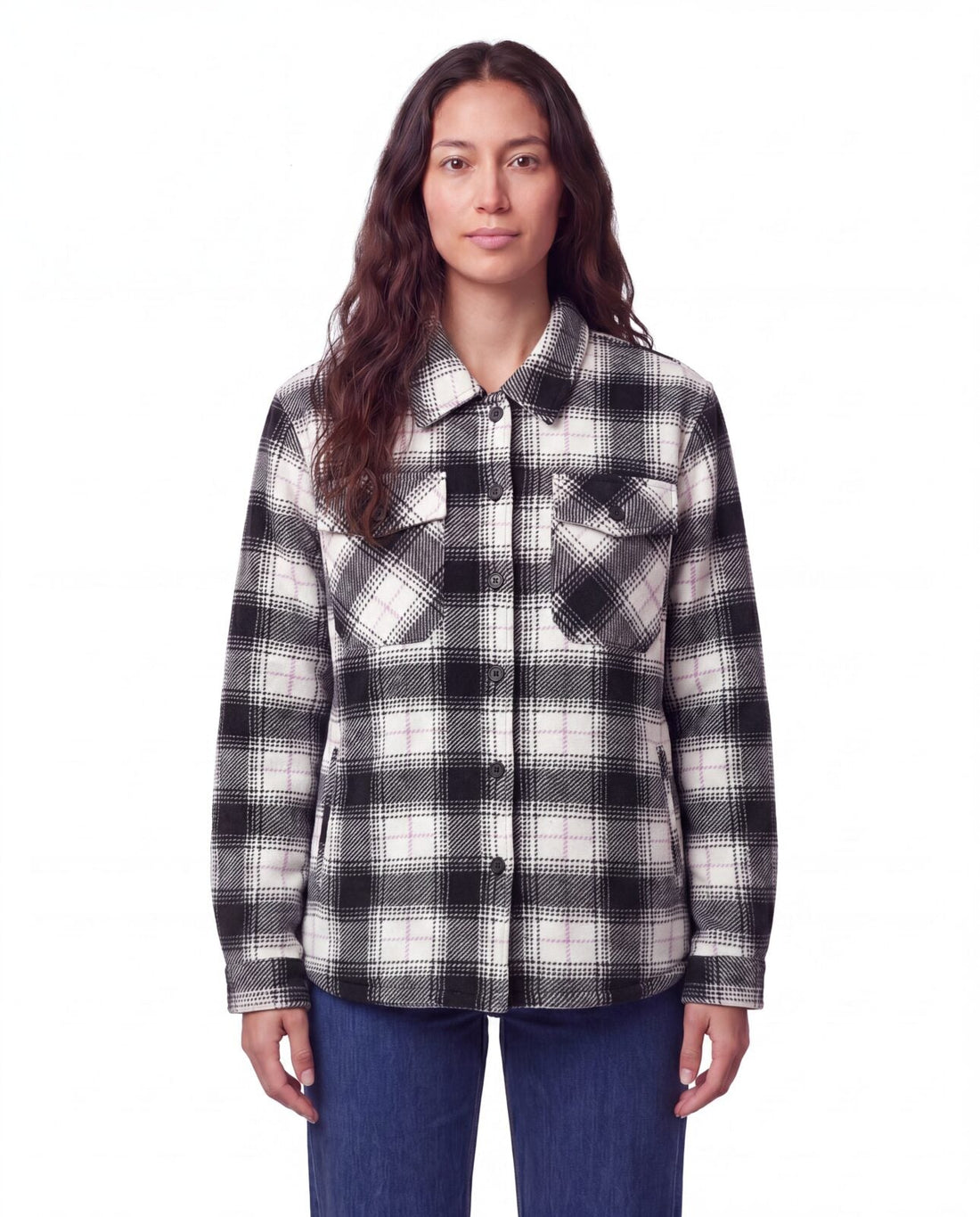 Ladies' Plush Shacket with Sherpa Lining #35