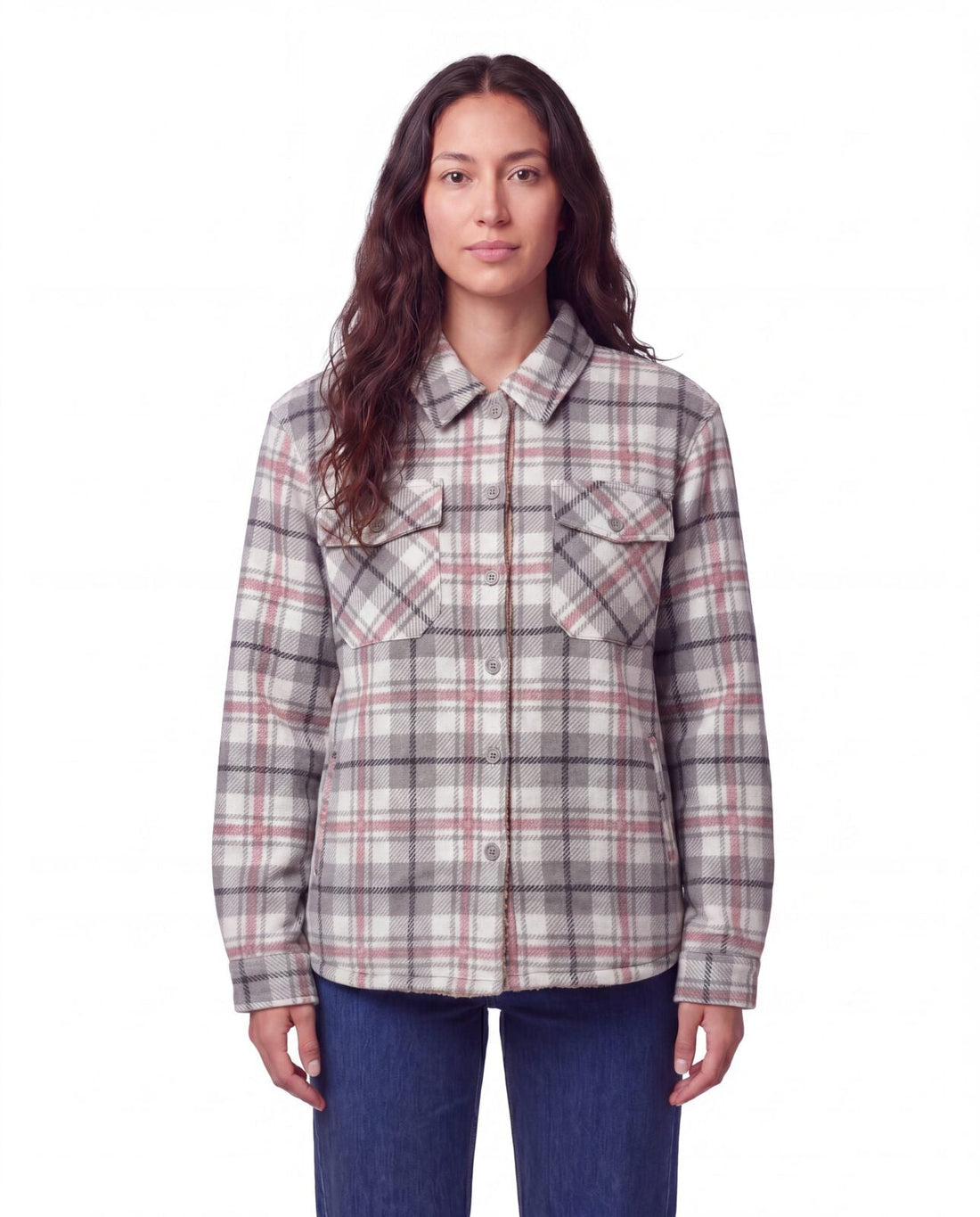 Ladies' Plush Shacket with Sherpa Lining #35