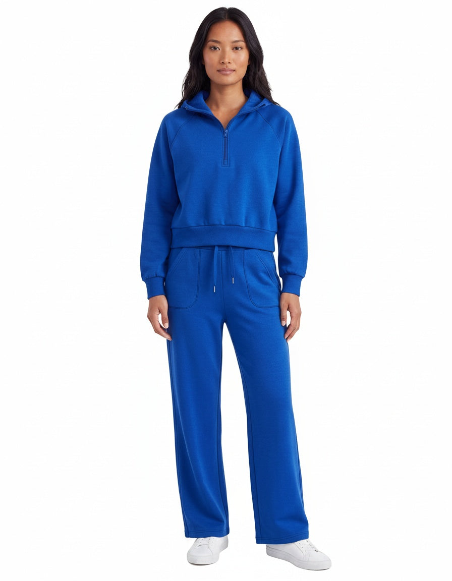 Women’s Soft Touch Half-Zip Hoodie & Wide-Leg Pants Set #23