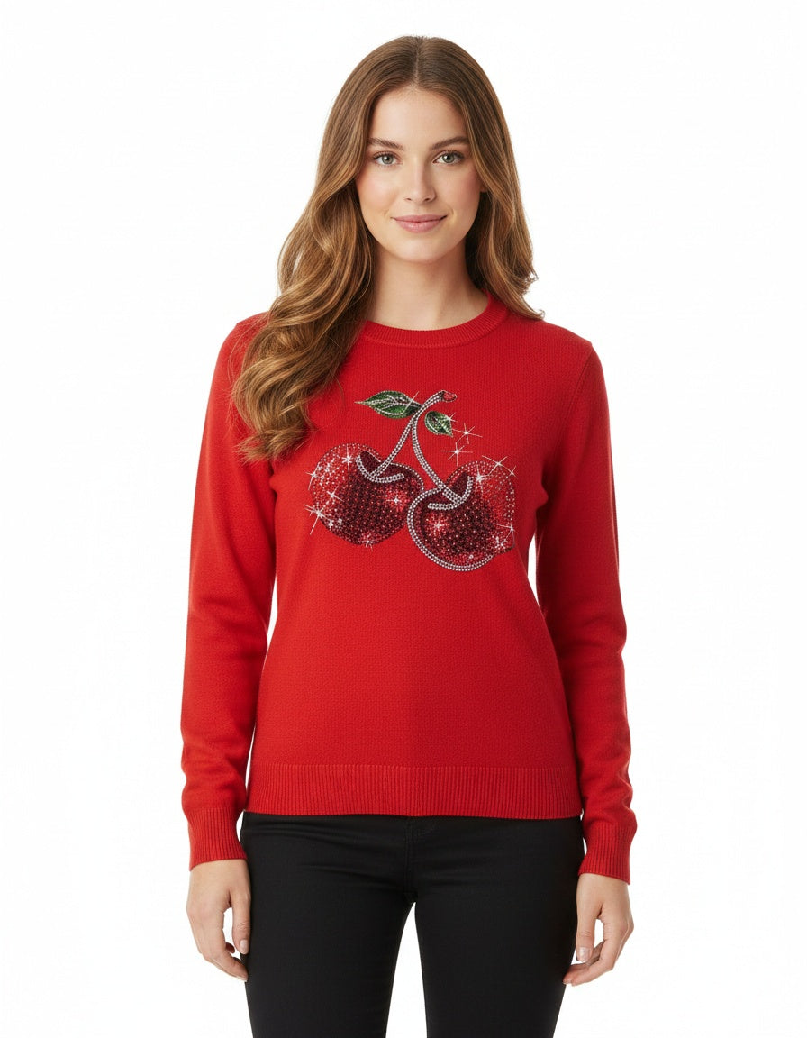 Cherry Sweater Top