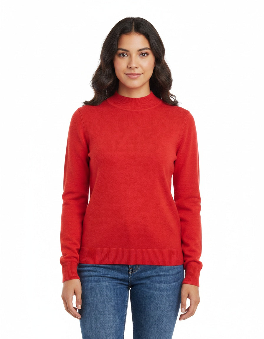 Plain Sweater Mock Neck