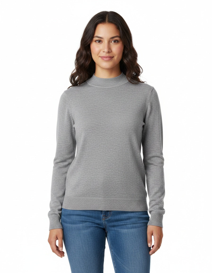 Plain Sweater Mock Neck