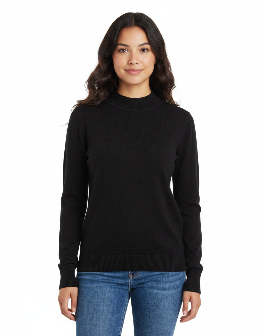 Plain Sweater Mock Neck