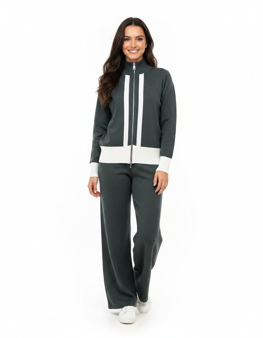 Conjunto de Suéter Tejido y Pantalón Lounge de Pierna Ancha #102