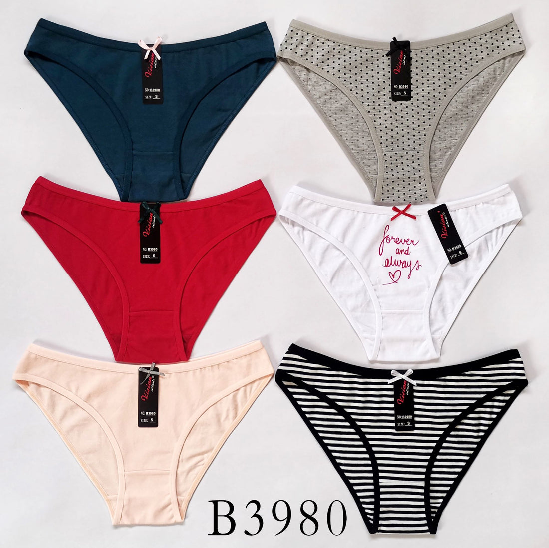 Panty de Algodón corte brasileño(48 Piezas - 12S-12M-12L-12XL)