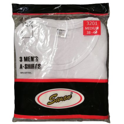 Camiseta Sin Mangas Blanco SWAN Negra (Docena)